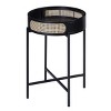 FONTOI End Tables Rattan Side Table Living Room Round Accent Sofa Table with Tray Top for Balcony Home Office, Black, 22.5"*22.5"*24.5" - 2 of 4