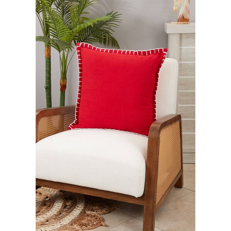 20&#34;x20&#34; Oversize Minimalist Chic Chunky Whip Stitch Poly Filled Square Throw Pillow Red - Saro Lifestyle, 3 of 4