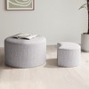 VYNXARIA Upholstered Nesting Coffee Tables Set of 2 - Beige Fabric Ottoman & Side Table - 4 of 4