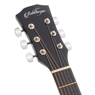 41-Inch Black Linden Beginner Acoustic Guitar with Accessories