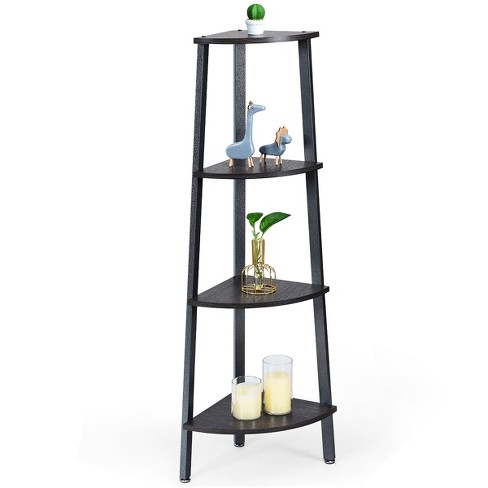 Costway 4 Tier Folding Metal Shelf Plant Stand Storage Open Shelf Corner Display Rack