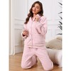 INSPIRE CHIC Women's Fleece Fluffy Plush Winter Button Down Tops with Pants Warm Pajama Sets - 2 of 4