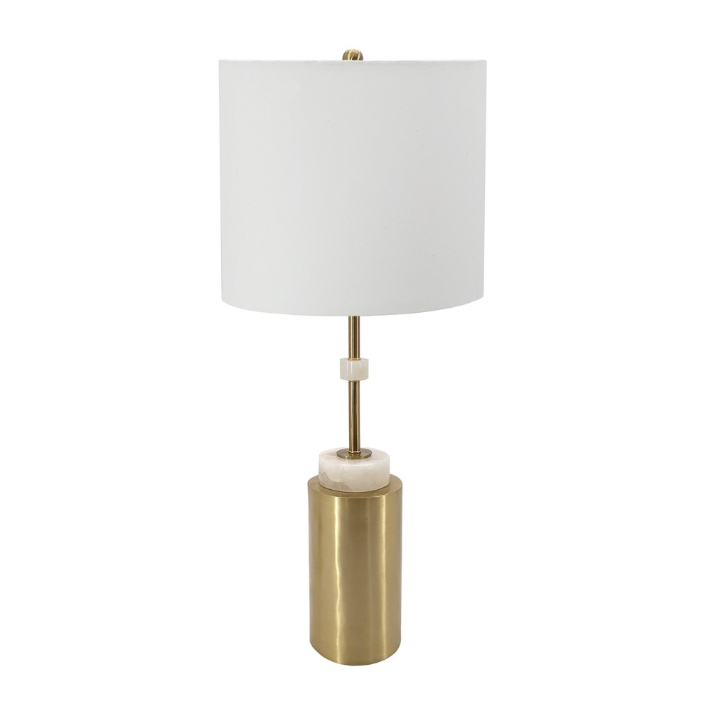 Photos - Floodlight / Street Light 13"x31.5" Dervani Alabaster and Metal Table Lamp White/Gold - A&B Home