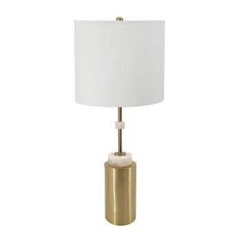 13"x31.5" Dervani Alabaster and Metal Table Lamp White/Gold - A&B Home