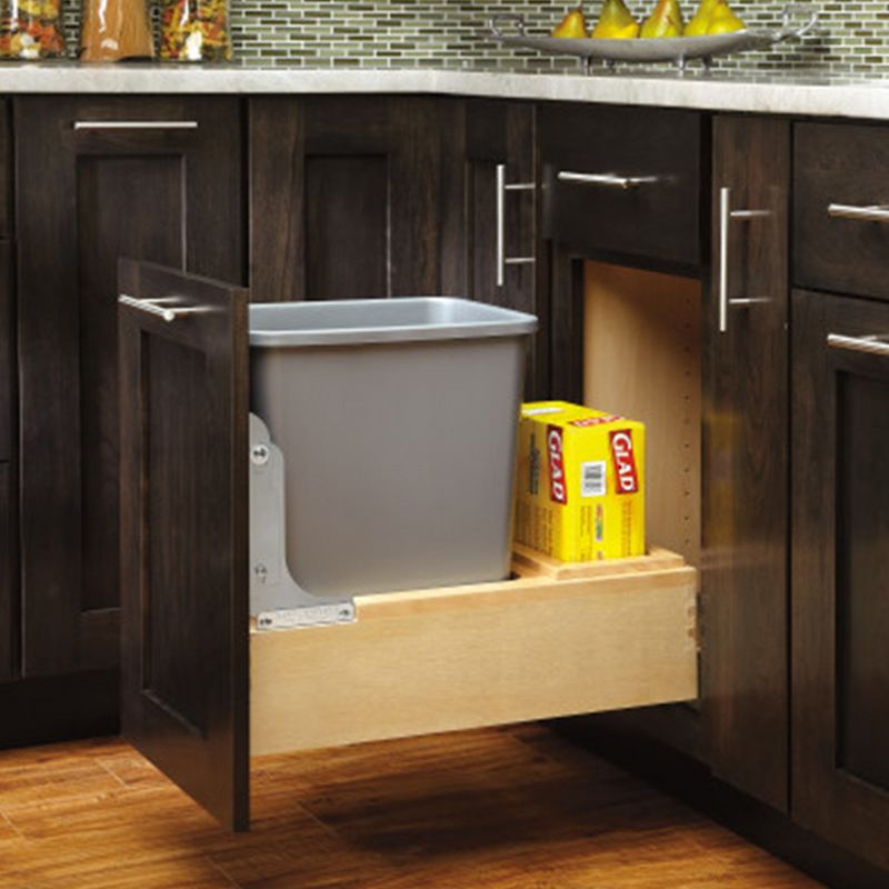 Rev-A-Shelf 4WCBM Single Maple Bottom Mount Pullout Waste Container Trash Cans with Soft Open and Close Slide System, 2 of 7