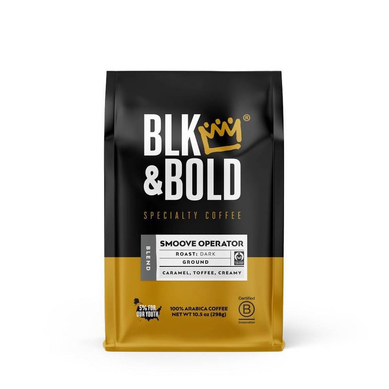 BLK &#38; Bold Smoove Operator Blend, Dark Roast Ground Coffee - 10.5oz, 1 of 10