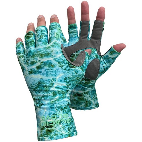 Glacier Glove Islamorada Fingerless Sun Gloves - Large - Green Water Camo