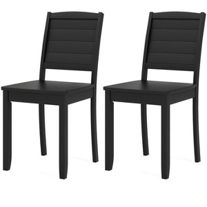 ADILE Wood Dining Chairs Set of 2, Modern Kitchen Chairs w/Rubber Wood Legs, Black - 1 of 3