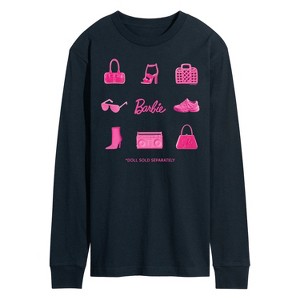 Men's - Barbie - Iconic Purse, Shoes, Sunglasses, & Boombox Long Sleeve Graphic T-Shirt - 1 of 3