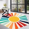Washable Modern Colorful Rug Non Slip Low Pile Rug Soft Sun Accent Throw Floor Cover Foldable Indoor Carpet for Living Room Bedroom Playroom - 2 of 4