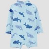 Carter's Just One You®️ Baby Boys' Long Sleeve Sharks Printed One Piece Rash Guard - Light Blue - 3 of 3