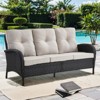 Gymojoy Outdoor 3-Seat Sofa PE Wicker Sofa Patio Sofa Couch - 2 of 4
