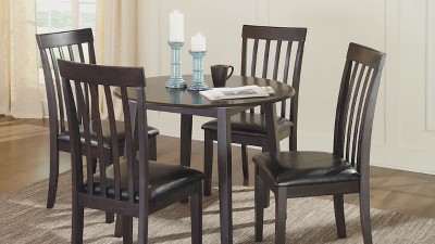 Transitional Dark Brown Birch Veneer 36" Round Extendable Dining Table
