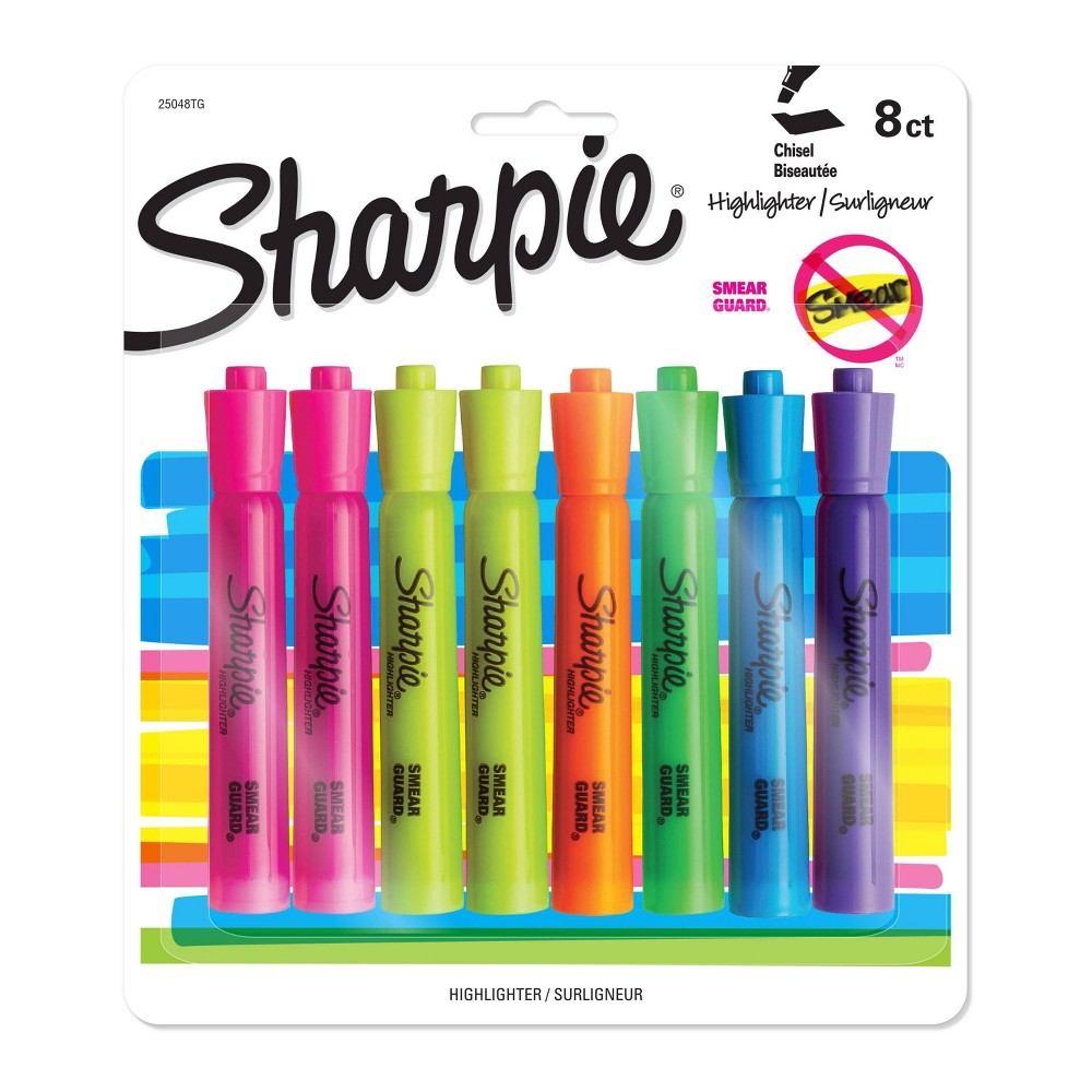 Sharpie 8pk Highlighters Smear Guard Chisel Tip Multicolored