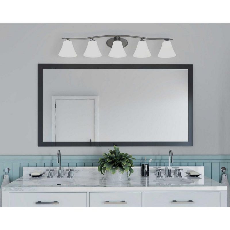 Progress Lighting, Nisse Collection, 4-Light Bath Vanity, Polished Nickel, Etched Opal Glass Shade, 5 of 6