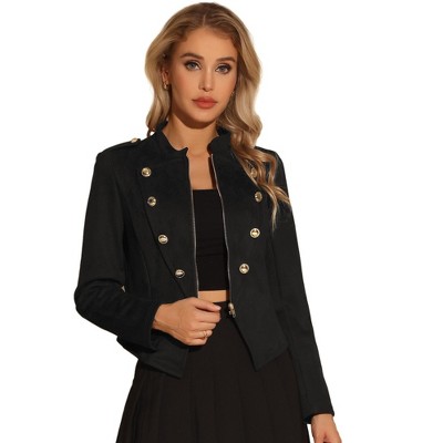 Allegra K Women's Vintage Button Decor Casual Steampunk Crop Jacket ...