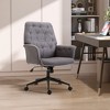 Vinsetto Modern Mid-Back Tufted Linen Home Office Desk Chair with Arms, Swivel Adjustable Task Chair, Upholstery Accent Chair with Soft Seat, Gray - 3 of 4