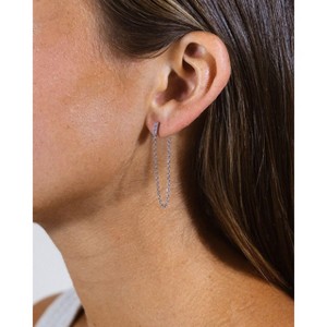 SHINE by Sterling Forever Chelsea CZ Chain Drop Stud Earrings - 1 of 2