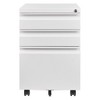 24.41"3 Drawer File Cabinet with Lock, Steel Mobile Filing Cabinet on Anti-tilt Wheels, Rolling Locking Office Cabinets,White - 2 of 4