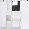 FONTOI Vanity Table with Cushioned Stool, Fashionable Dresser with Sliding Mirror&Drawers for Bedroom Small Space, White, 12.6"*50.4"*29.2" - 2 of 4