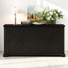 Wooden Sideboard with Pine Doors and Legs, 4 Metal Handles, 4-Door Buffet Cabinet for Entryway, Living Room, Kitchen, Sturdy MDF Construction - 3 of 4