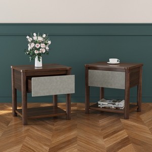 Christopher Knight Home Eliana Modern Farmhouse Wood Nightstand with Drawer and Open Shelf - 1 of 4