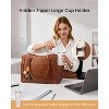 Leather Vintage Work Tote Bag Computer Office Teacher Bag with Large Cup Holder - 3 of 4