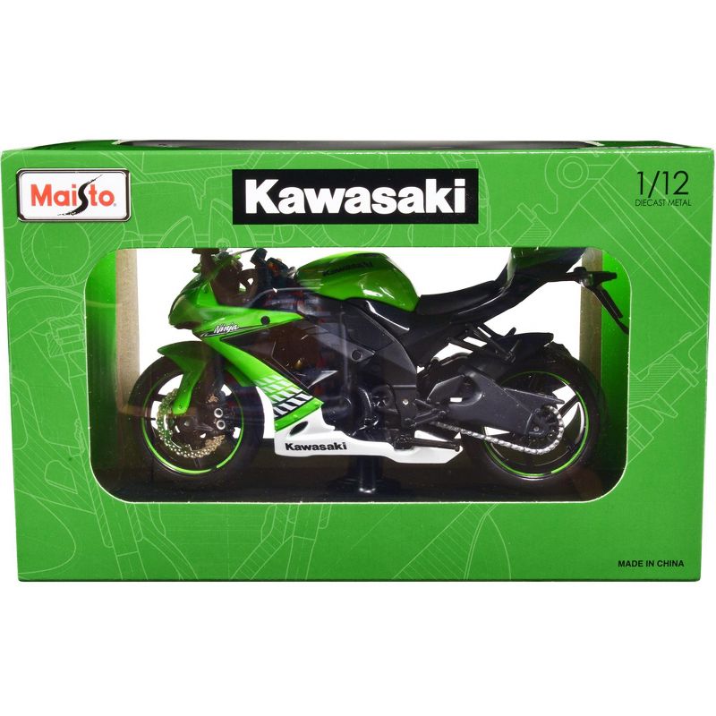 2010 Kawasaki Ninja ZX-10R Green with Plastic Display Stand 1/12 Diecast Motorcycle Model by Maisto, 3 of 4