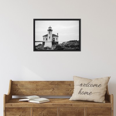Black and White Framed Lighthouse Canvas Print, 16" x 23"