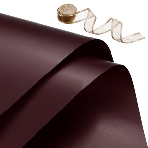Unique Bargains Waterproof Smooth Touch Rich Color Elegant Gift Wrap with Ribbon Tape 1 Set - 1 of 4