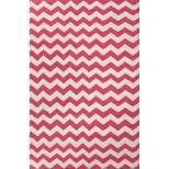 Diva At Home 5' x 8' Strawberry Pink and Daisy White Lola Flat Weave Wool Area Throw Rug