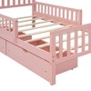 VASIP Twin  Size Wood Platform Bed with 2-Side Safety Guardrails & 2 Storage Drawers for Kids Room,White - 4 of 4