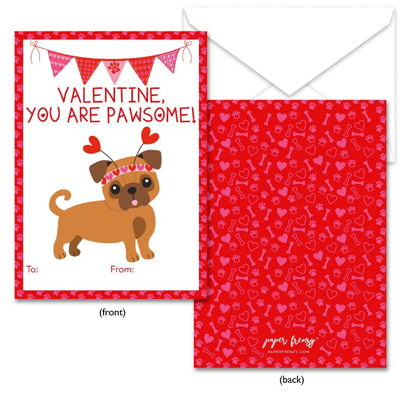 Paper Frenzy Dog Themed Valentine Cards WITH ENVELOPES - 25 Pack, 2 of 7