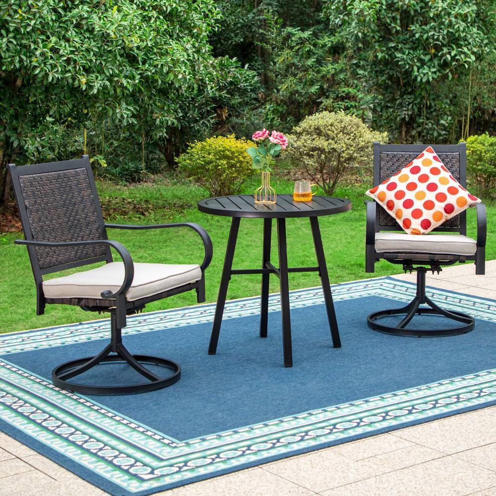 Photos - Garden Furniture 3pc Patio Conversation Set with Swivel Chairs & Coffee Table - Captiva Des
