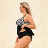 Women's Stylish Houndstooth Skirted Tankini Swimsuit -Cupshe - 3 of 4