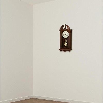 Cherry Bordeaux Traditional Wood Wall Clock with Brass Pendulum