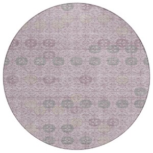 Plum And Gray Geometric Washable Indoor Outdoor Area Rug - 1 of 4