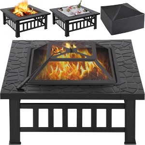 SUGIFT 3 in 1 Outdoor Square Fire Pit Table - 1 of 4