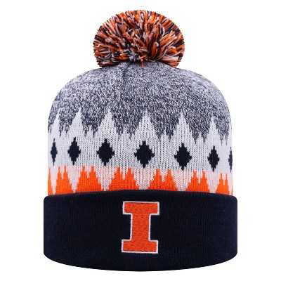 NCAA Illinois Fighting Illini Men's Jagged Knit Cuffed Beanie with Pom