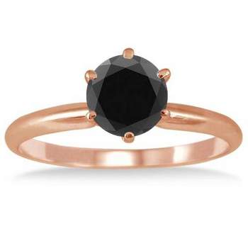 Pompeii3 2ct Black Diamond Solitaire Engagement Ring 14K Rose Gold
