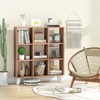 Tangkula 9-Cube Open Bookcase 3-Tier Floor Standing Bookshelf with 4 Slanted Legs 6 Removable Shelves Brown/White - 2 of 4