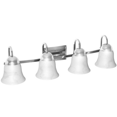 Costway Bath Light 4-Light LED Brushed Nickel Vanity with Alabaster Glass Dimmable