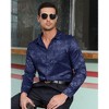 Men's Floral Jacquard Dress Shirt Long Sleeve Button Down Shirts Luxury for Wedding Party Prom - 3 of 4