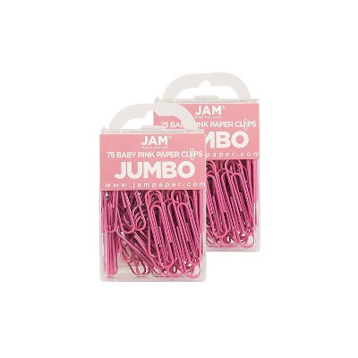 JAM Paper Large Paper Clips Pink 2 Packs of 75 (42186873A)