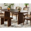 6 PCS Farmhouse Style Dining Set, 1 Table and 1 Bench and 4 Wood Frame Chairs with Rattan-Back, Oval Wood Table with Trestle Base-Baofuwish - 3 of 4