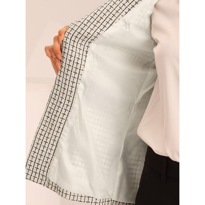 Allegra K Women's Vintage Tweed Open Front Plaid Sleeveless Office Blazer Vest, 5 of 7
