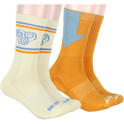 Avatar The Last Airbender Aang Tattoo Men's 2 Pack Athletic Adult Crew Socks Multicoloured