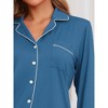 cheibear Womens Nightgown for Women Long Sleeve Sleepshirt Button Down Notch Collar Boyfriend Nightshirt Sleepwear - 4 of 4