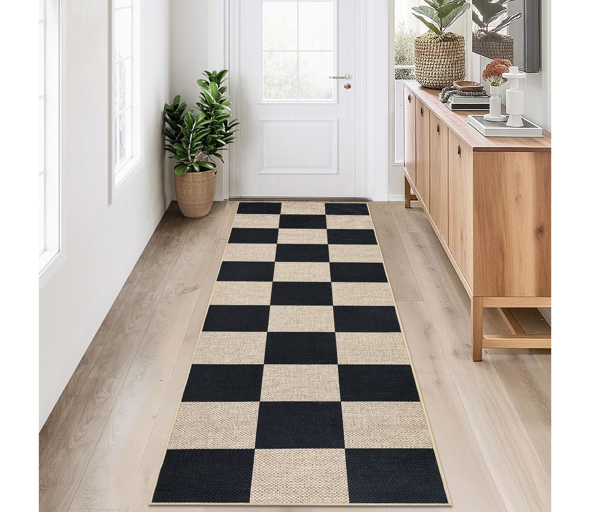 Modern Easy Jute Rug Washable Rug with Non Slip TPR Backing