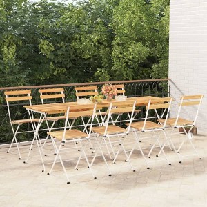 vidaXL Folding Bistro Chairs 8 pcs Solid Wood Acacia and Steel - 1 of 4